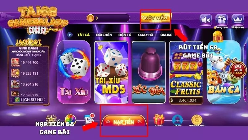 Hướng dẫn thao tác nạp rút tiền tại 68 game bài nhanh chóng nhất