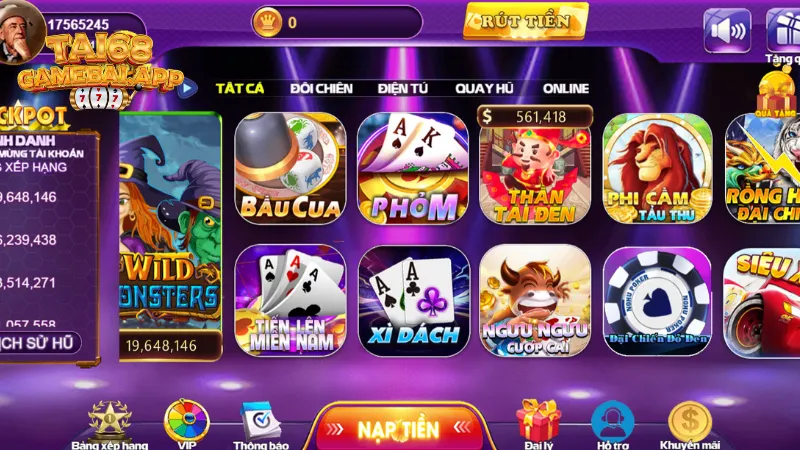 Bài Phỏm (hay Tá lả) đã có mặt tại 68 game bài