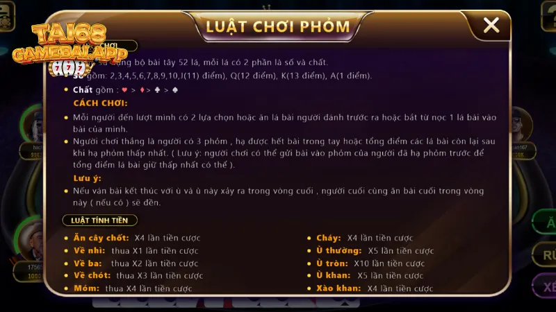 Bài phỏm dành cho 2-4 người chơi và sử dụng bộ bài Tây chuẩn 52 lá